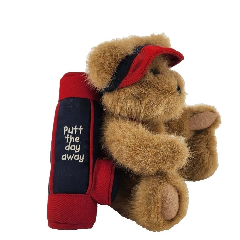 Boyds Collection Golf Bag Teddy Bear 6in Brown Red Visor Putt The Day Away Plush